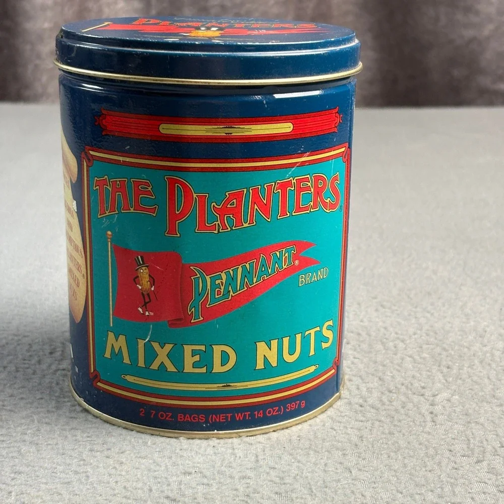 Vintage Planters Mr Peanut Limited Edition Mixed Nuts Tin Blue Collectible 14oz